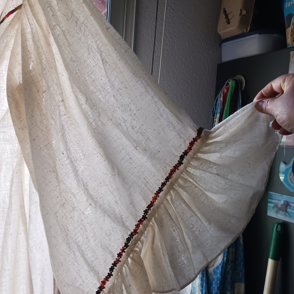 Cream Long Sleeve Maxi Dress with Red Trim - Picture 2 of 15